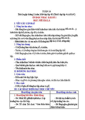 Giáo án Âm nhạc 4 (Kết nối tri thức) - Tuần 10 - Năm học 2024-2025