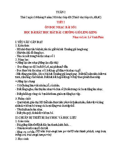 Giáo án Âm nhạc 4 (Kết nối tri thức) - Tuần 2 - Năm học 2024-2025