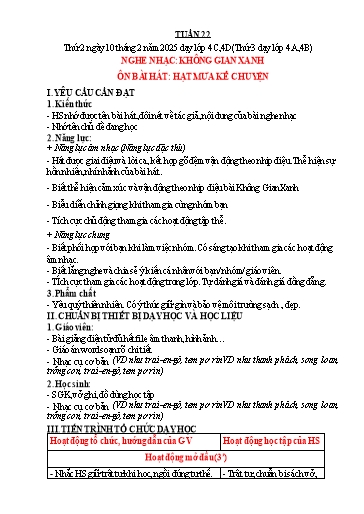 Giáo án Âm nhạc 4 (Kết nối tri thức) - Tuần 22 - Năm học 2024-2025