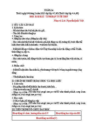 Giáo án Âm nhạc 4 (Kết nối tri thức) - Tuần 24 - Năm học 2024-2025