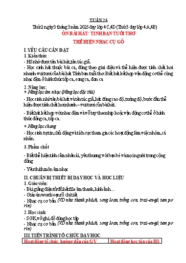 Giáo án Âm nhạc 4 (Kết nối tri thức) - Tuần 25 - Năm học 2024-2025