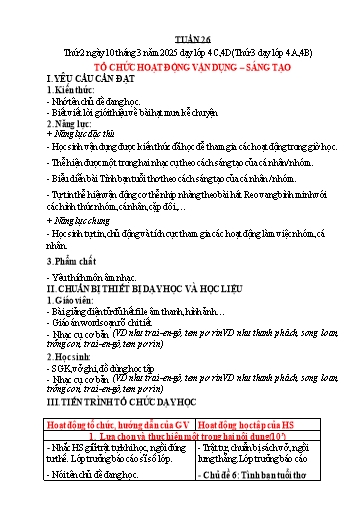 Giáo án Âm nhạc 4 (Kết nối tri thức) - Tuần 26 - Năm học 2024-2025
