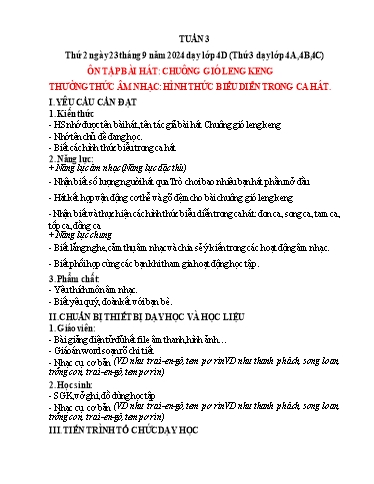 Giáo án Âm nhạc 4 (Kết nối tri thức) - Tuần 3 - Năm học 2024-2025