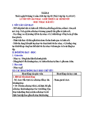 Giáo án Âm nhạc 4 (Kết nối tri thức) - Tuần 9