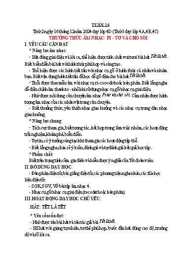 Giáo án Âm nhạc 4 - Tuần 15 - Năm học 2024-2025