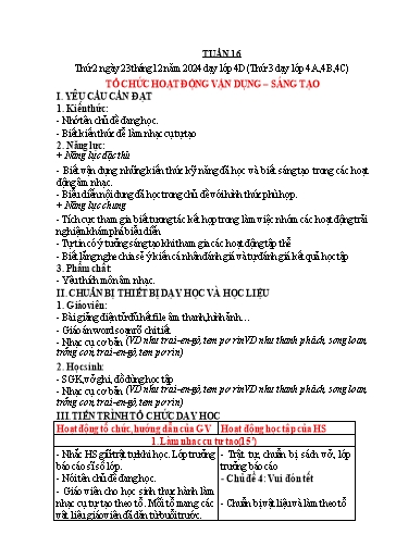 Giáo án Âm nhạc 4  - Tuần 16 - Năm học 2024-2025