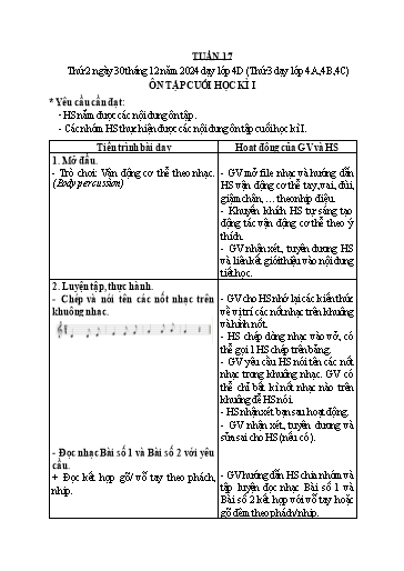 Giáo án Âm nhạc 4 - Tuần 17 - Năm học 2024-2025