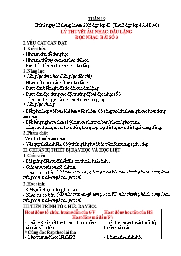Giáo án Âm nhạc 4 - Tuần 19 - Năm học 2024-2025