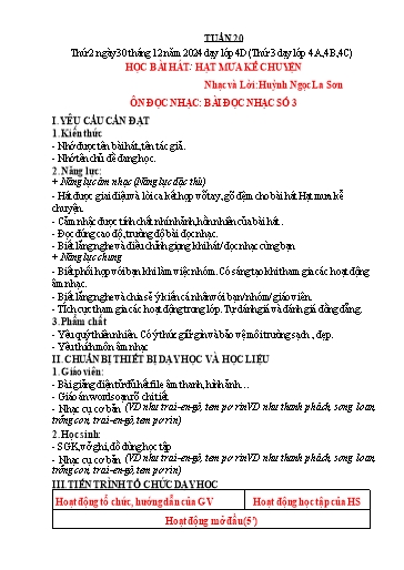 Giáo án Âm nhạc 4 - Tuần 20 - Năm học 2024-2025