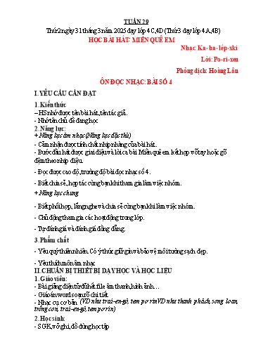 Giáo án Âm nhạc 4 - Tuần 29 - Năm học 2024-2025