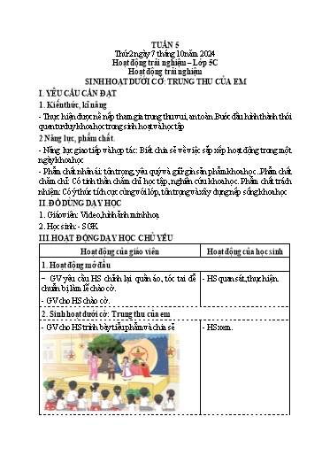 Giáo án các môn Tiểu học (Kết nối tri thức) - Tuần 5 - Năm 2024-2025