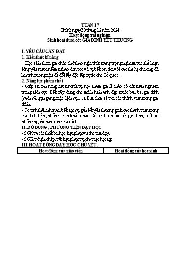 Giáo án các môn Tiểu học - Tuần 17 - Năm 2024-2025