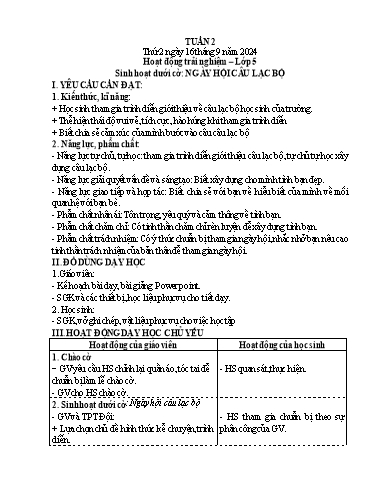 Giáo án các môn Tiểu học - Tuần 2 - Năm 2024-2025