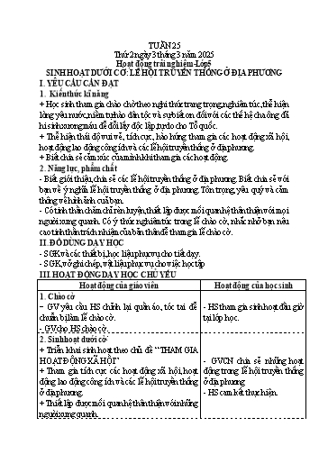 Giáo án các môn Tiểu học - Tuần 25 - Năm 2024-2025