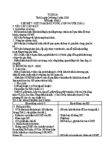 Giáo án các môn Tiểu học - Tuần 28 - Năm 2024-2025