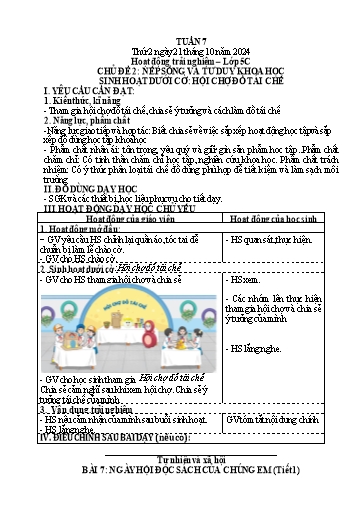 Giáo án các môn Tiểu học - Tuần 7 - Năm 2024-2025