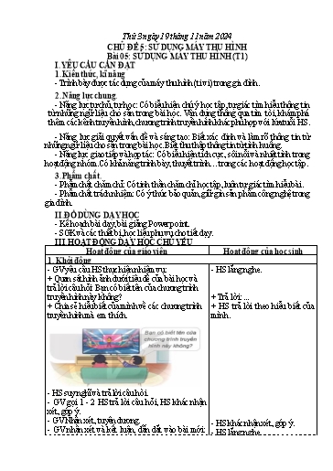 Giáo án Công nghệ 3 (Kết nối tri thức) - Tuần 11 - Năm học 2024-2025