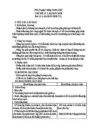Giáo án Công nghệ 3 (Kết nối tri thức) - Tuần 29 - Năm học 2024-2025