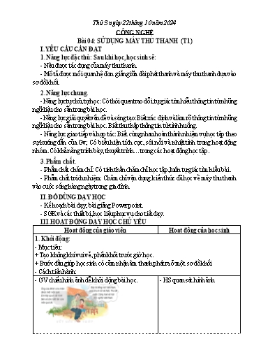 Giáo án Công nghệ 3 (Kết nối tri thức) - Tuần 7 - Năm học 2024-2025