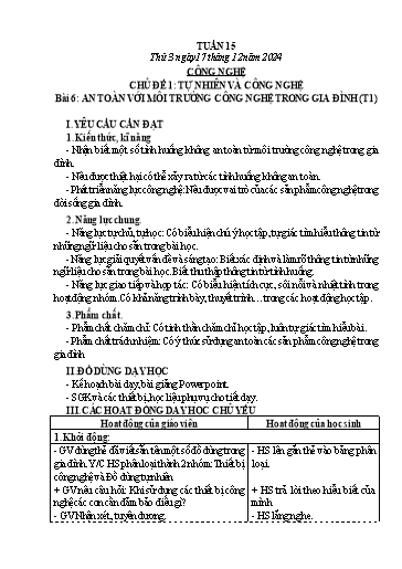 Giáo án Công nghệ 3 - Tuần 15 - Năm học 2024-2025