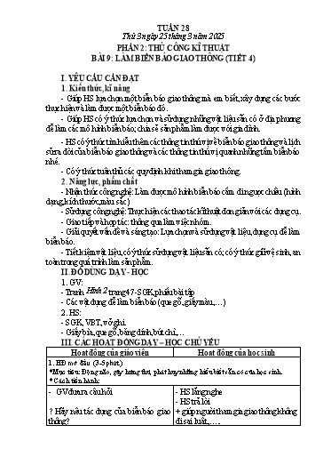 Giáo án Công nghệ 3 - Tuần 28 - Năm học 2024-2025