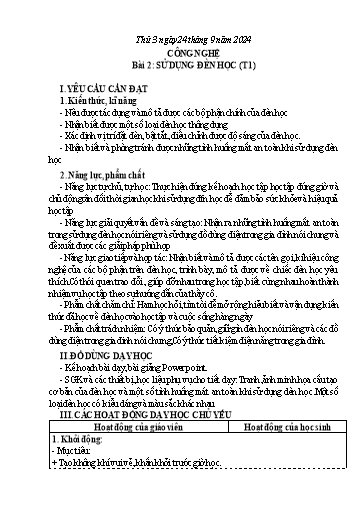 Giáo án Công nghệ 3 - Tuần 3 - Năm học 2024-2025