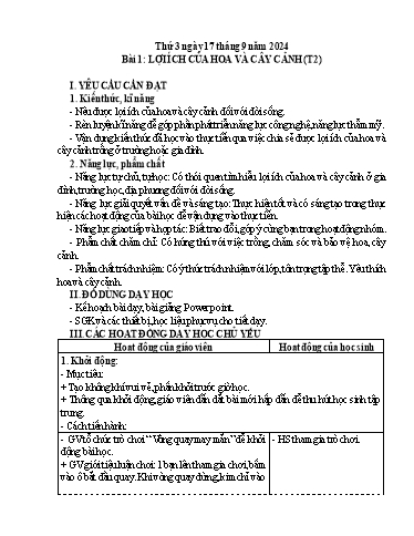 Giáo án Công nghệ 4 (Kết nối tri thức) - Tuần 2 - Năm học 2024-2025