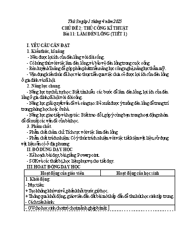 Giáo án Công nghệ 4 (Kết nối tri thức) - Tuần 29 - Năm học 2024-2025