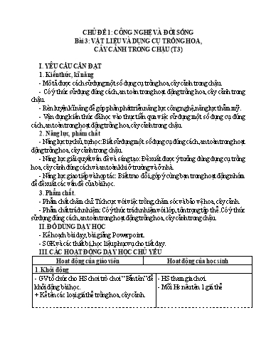 Giáo án Công nghệ 4 (Kết nối tri thức) - Tuần 9 - Năm học 2024-2025