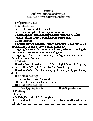 Giáo án Công nghệ 4 - Tuần 23 - Bài 8: Lắp ghép mô hình bập bênh (Tiết 2)