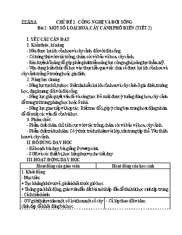 Giáo án Công nghệ 4 - Tuần 5