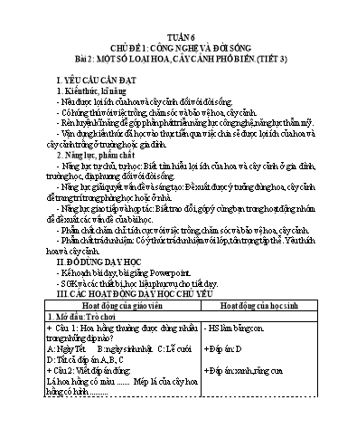 Giáo án Công nghệ 4 - Tuần 6