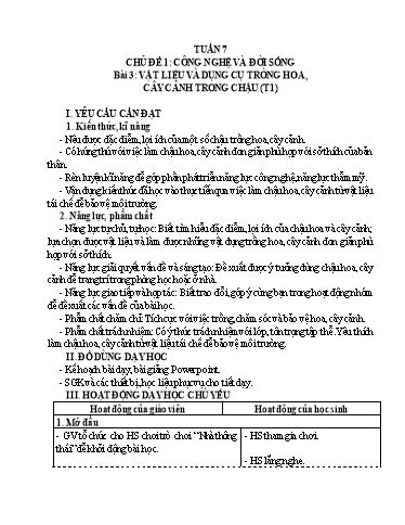 Giáo án Công nghệ 4 - Tuần 7