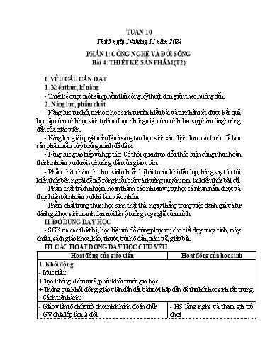 Giáo án Công nghệ 5 (Kết nối tri thức) - Tuần 10 - Năm học 2024-2025