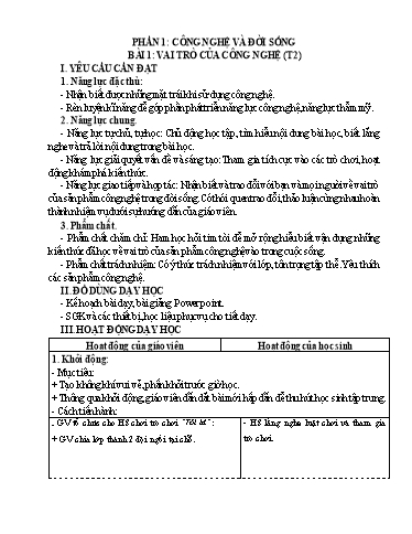 Giáo án Công nghệ 5 (Kết nối tri thức) - Tuần 2