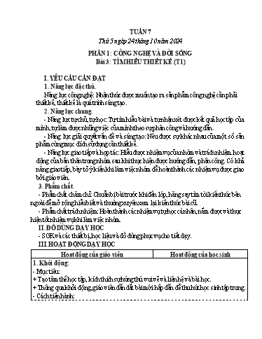 Giáo án Công nghệ 5 (Kết nối tri thức) - Tuần 7 - Năm học 2024-2025