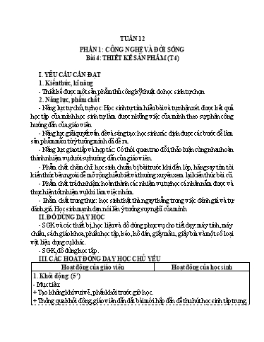 Giáo án Công nghệ 5 - Tuần 12