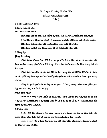 Giáo án Công nghệ 5 - Tuần 5 - Năm học 2024-2025