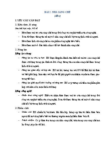 Giáo án Công nghệ 5 - Tuần 6 - Bài 2: Nhà sáng chế