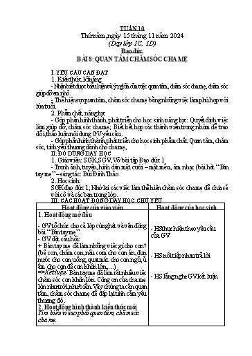 Giáo án Đạo đức 1 (Kết nối tri thức) - Tuần 10 - Năm học 2024-2025