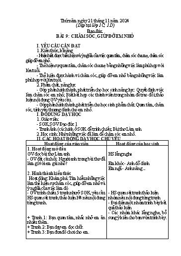 Giáo án Đạo đức 1 (Kết nối tri thức) - Tuần 11 - Năm học 2024-2025