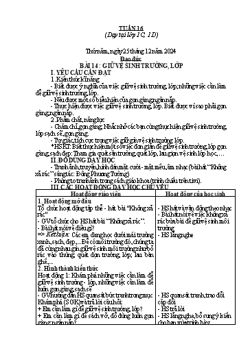 Giáo án Đạo đức 1 (Kết nối tri thức) - Tuần 16 - Năm học 2024-2025