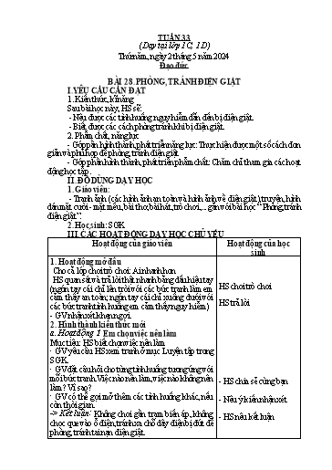 Giáo án Đạo đức 1 (Kết nối tri thức) - Tuần 33 - Năm học 2023-2024