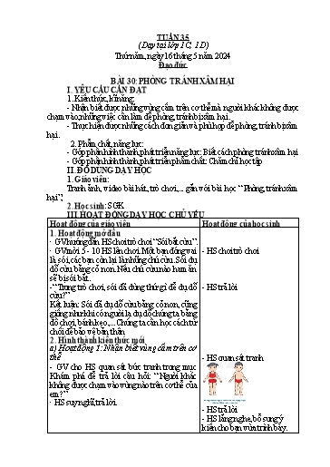 Giáo án Đạo đức 1 (Kết nối tri thức) - Tuần 35 - Năm học 2023-2024