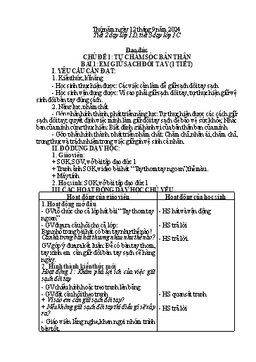 Giáo án Đạo đức 1 - Tuần 1 - Năm học 2024-2025