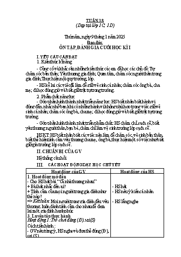 Giáo án Đạo đức 1 - Tuần 15 - Năm học 2024-2025