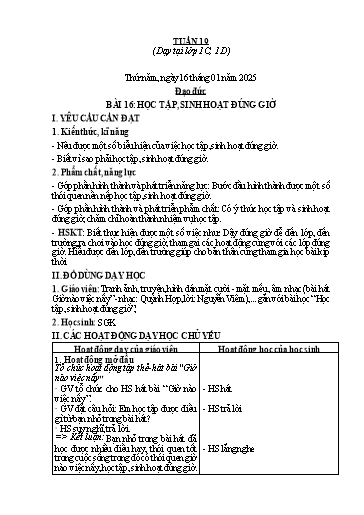 Giáo án Đạo đức 1 - Tuần 19 - Năm học 2024-2025