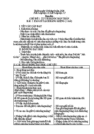 Giáo án Đạo đức 1 - Tuần 2 - Năm học 2024-2025