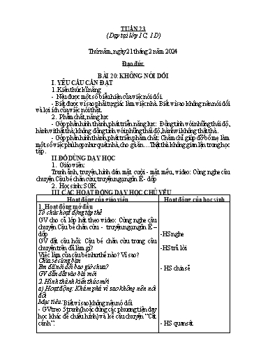 Giáo án Đạo đức 1 - Tuần 23 - Năm học 2023-2024