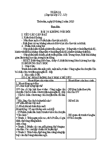 Giáo án Đạo đức 1 - Tuần 23 - Năm học 2024-2025